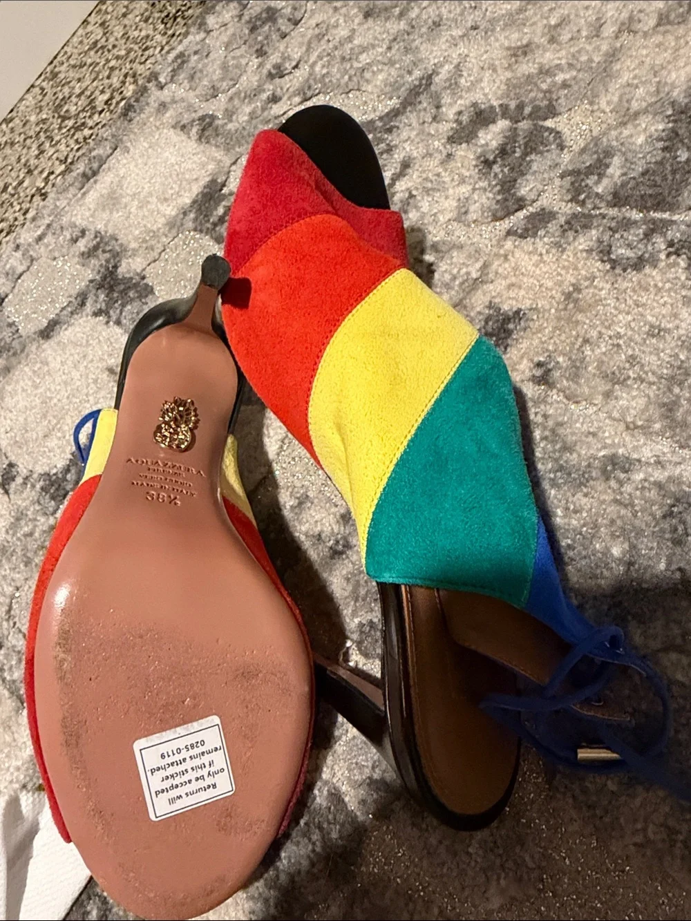 Aquazzura Rainbow Suede Open-Toe Heeled Sandals
